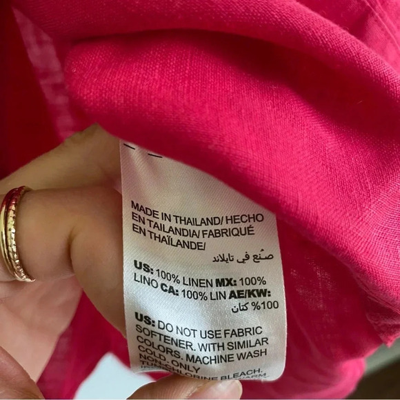 CHICO’S 100% Linen Dark Pink Button  Down Shirt Size 2 - Picture 12 of 12